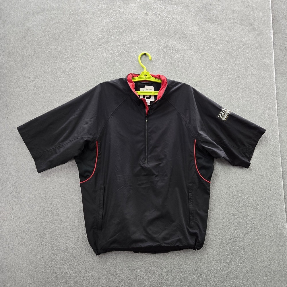 Footjoy Men Jacket M Black Logo Dryjoys Activewear Tour Collection Half Zip